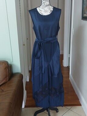 HIGH Everyday Couture Sleeveless Navy Tie-Waist Midi  Dress